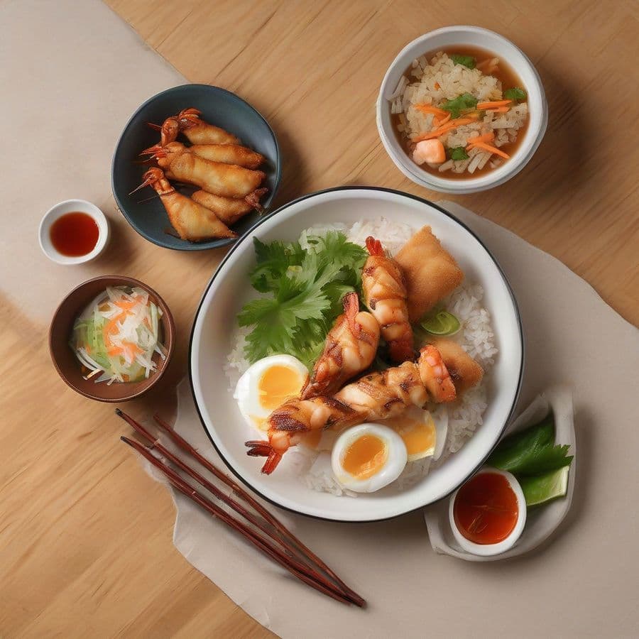 Grilled Chicken Prawn and Egg Roll