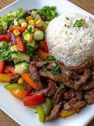 Stir-Fry Beef Rice Plate